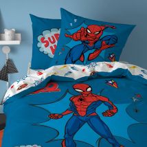 Parure de lit Spiderman super hero - coton - Bleu - Coton - Spiderman - Blancheporte