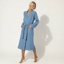 Peignoir de bain mixte adulte nid d'abeille 230 g/m2 - Bleu - Taille 46/48 - Coton - Colombine - Blancheporte