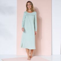 Chemise de nuit longue manches longues unie - Vert - Taille 54 - Coton/jersey - Blancheporte