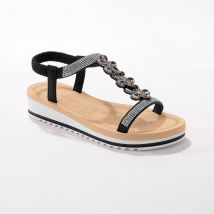 Sandales-bijou talon compensée - Noir - Taille 37 - Blancheporte