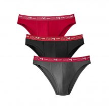 Slip fermé taille basse Dim - lot de 3 - Gris/noir/rouge - Taille L - Jersey - Dim - Blancheporte