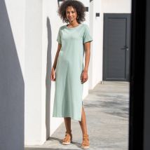 Robe longueur midi droite, maille fluide unie - Vert - Taille 50 - Coton/jersey - Blancheporte