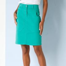 Jupe droite unie, twill - Taille 48 - Vert - Blancheporte