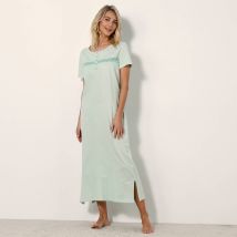 Chemise de nuit longue manches courtes unie - Vert - Taille 54 - Coton/jersey - Blancheporte