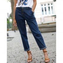 Jean mom boutonné - Taille 36 - Bleu - Blancheporte