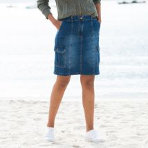 Jupe cargo, jean - Taille 52 - Bleu - Blancheporte