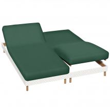 Drap-housse uni sommier articulé flanelle bonnets 26 cm - Vert - Coton/flanelle - Colombine - Blancheporte