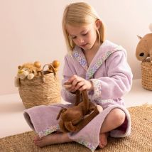 Peignoir de bain enfant à capuche éponge coton - 340 g/m² - Violet - Coton - Colombine Des Petits - Blancheporte