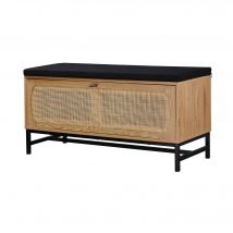 Banc de rangement en bois et rotin - Blancheporte