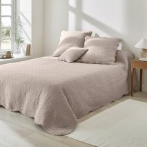 Couvre-lit uni style boutis Cassandre - Beige - Coton - Colombine - Blancheporte