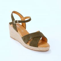 Sandales compensées croisées - Kaki - Taille 41 - Blancheporte