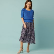 Jupe longue Spécial Petites, voile imprimé - Taille 50 - Bleu - Blancheporte