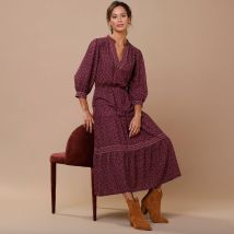 Robe longue imprimée - Taille 42 - Violet - Blancheporte