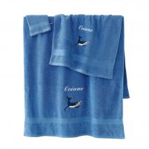 Éponge brodée baleine personnalisé - 420 g/m² - Bleu - Coton - Colombine - Blancheporte