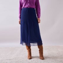 Jupe voile plissé, petite stature - Taille 50 - Bleu - Blancheporte