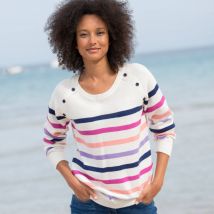 Pull marinière manches longues rayé - T50 - Écru - Outdoor Collection - Blancheporte