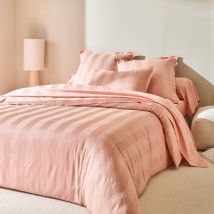 Linge de lit satin rayé - Rose - Coton/satin/satin De Coton - Colombine - Blancheporte
