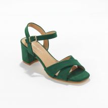 Sandales à talon brides croisées - Vert - Taille 36 - Blancheporte