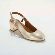 Escarpins slingback en cuir certifié LWG - Or - Taille 37 - Blancheporte