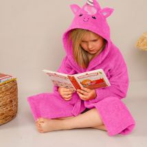 Peignoir de bain enfant licorne à capuche éponge coton - 340 g/m² - Rose - Coton - Colombine Des Petits - Blancheporte