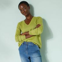 Pull col V, toucher doux - Taille 38/40 - Vert - Blancheporte