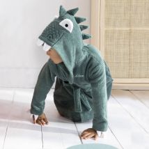 Peignoir de bain enfant à capuche dinosaure personnalisable - 340g/m² - Vert - Coton - Colombine Des Petits - Blancheporte