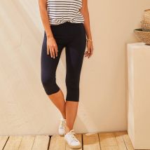 Legging corsaire uni maille stretch - Taille 52 - Bleu - Blancheporte