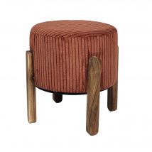 Tabouret cylindrique, pieds en bois - Blancheporte