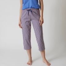 Pantacourt pyjama coton imprimé rayures - Bleu - Taille 54 - Coton/jersey - Blancheporte