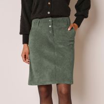 Jupe trapèze, velours - Taille 40 - Kaki - Blancheporte