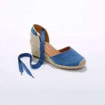 Sandales compensées corde avec liens à nouer - Bleu - Taille 39 - Blancheporte