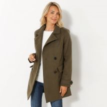 Manteau caban boutonné uni - Taille 48 - Kaki - Blancheporte