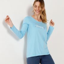 Tee-shirt manches longues – turquoise - Turquoise - Taille 56 - Coton/jersey - Blancheporte