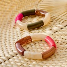 Bracelet élastiqué perles tubulaires, lot de 2 - Blancheporte