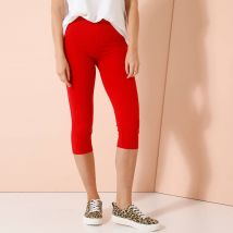 Legging corsaire uni maille stretch - Taille 50 - Rouge - Blancheporte