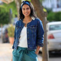 Veste courte en jean - Taille 50 - Bleu - Blancheporte