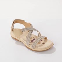 Sandales de marche brides élastiquées et scratchées - Beige - Taille 41 - Blancheporte
