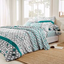 Linge de lit Marlow coton, imprimé géométrique - Gris - Coton - Colombine - Blancheporte