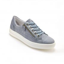 Baskets zippées et lacées grande largeur - Bleu - Taille 40 - Blancheporte