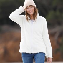 Veste zippée, maille peluche - T52 - Écru - Outdoor Collection - Blancheporte