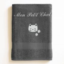 Collection éponge enfant brodée chat personnalisable coton - Gris - Coton - Colombine Des Petits - Blancheporte