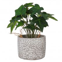 Plante artificielle et pot en ciment - Blancheporte
