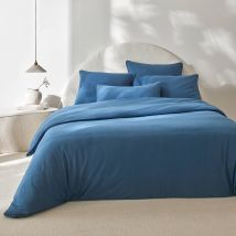 Linge de lit uni en jersey passepoilé coton - Bleu - Coton/jersey - Colombine - Blancheporte