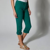 Pantacourt droit retroussable, jean - Taille 42 - Vert - Blancheporte
