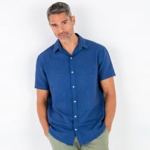 Chemise coton lin manches courtes boutonnée - Blancheporte
