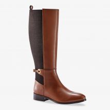 Bottes cavalières en cuir, spécial larges mollets - Marron - Taille 39 - Blancheporte