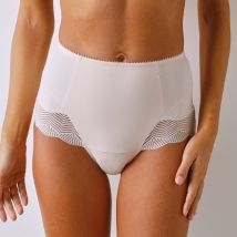 Culotte taille haute microfibre et dentelle - sculptante - Taille 44 - Beige - Blancheporte