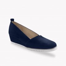 Ballerines compensées en cuir - Bleu - Taille 36 - Blancheporte