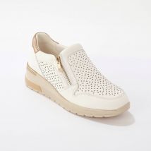 Baskets zippées compensées en cuir - Blanc - Taille 40 - Blancheporte