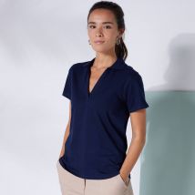 Polo manches courtes, maille jersey - Bleu - Taille 52 - Coton/jersey - Blancheporte
